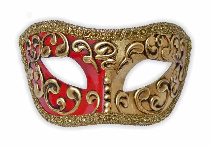 Venetian Masquerade Mask Red Gold Stucco