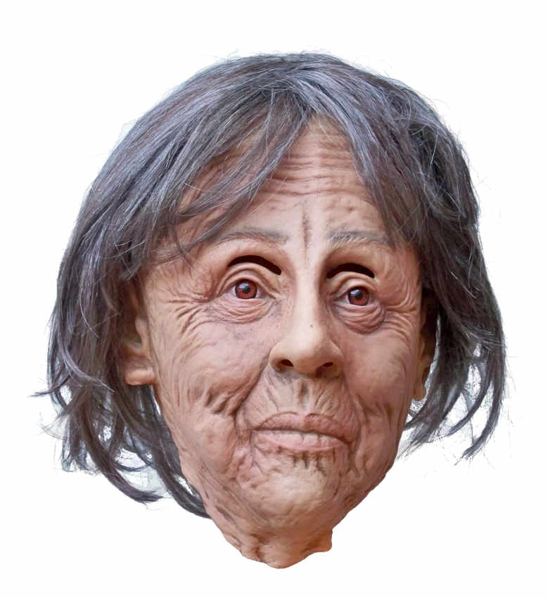 Old lady mask with hair