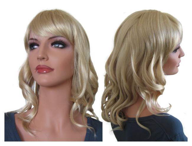 Curly Wig Light Ash Blonde 50 cm - Click Image to Close