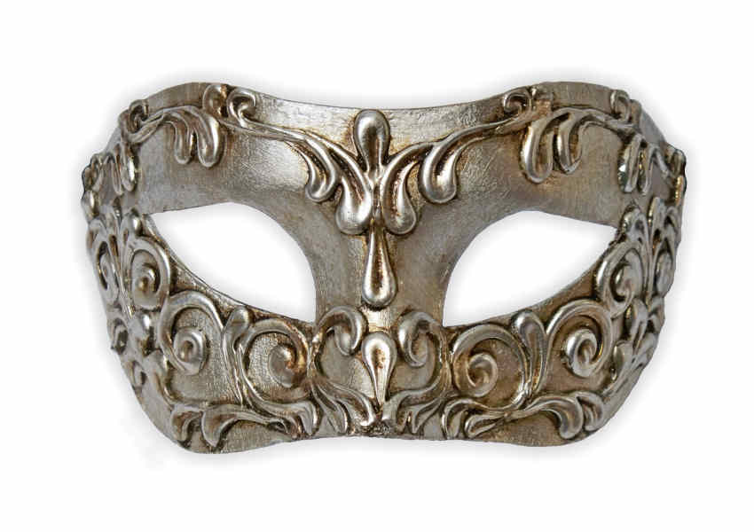 Venetian Colombina Mask with Silver Stucco