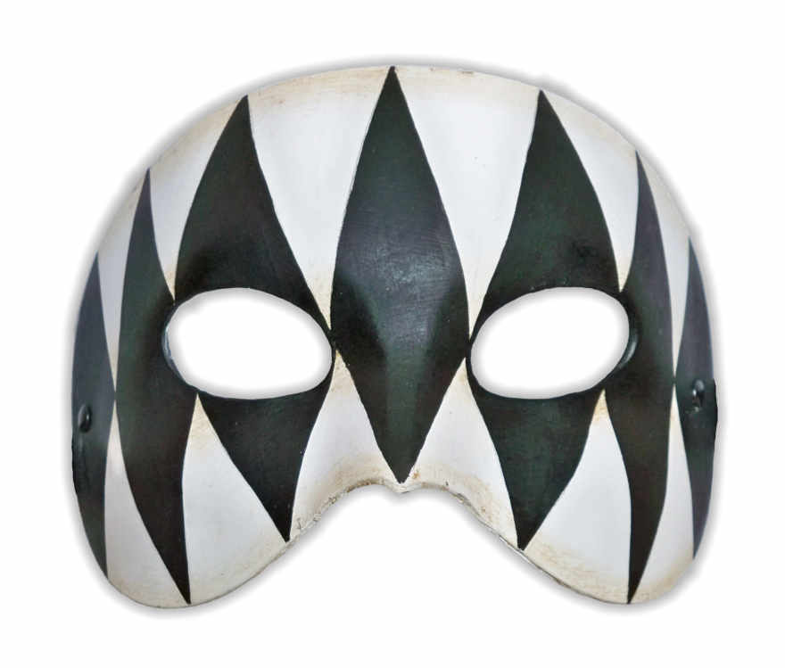 Venetian Mask Chequered Black White 'Phantom'
