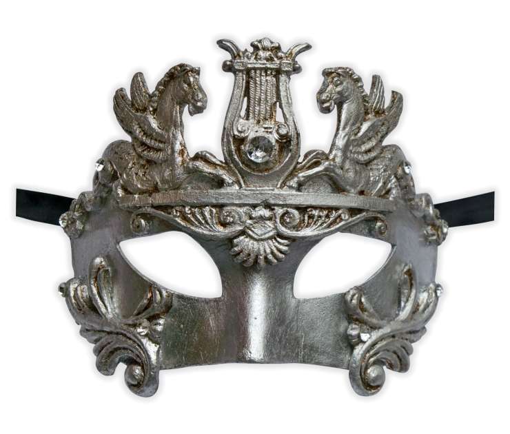 Venetian Silver Mask Baroque 'Pegasus'
