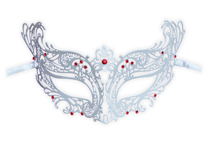 Masque Loup Blanc Dentelle de Metal 'Vanessa'