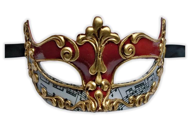 Venetian Masquerade Mask Symphony Red Gold - Click Image to Close