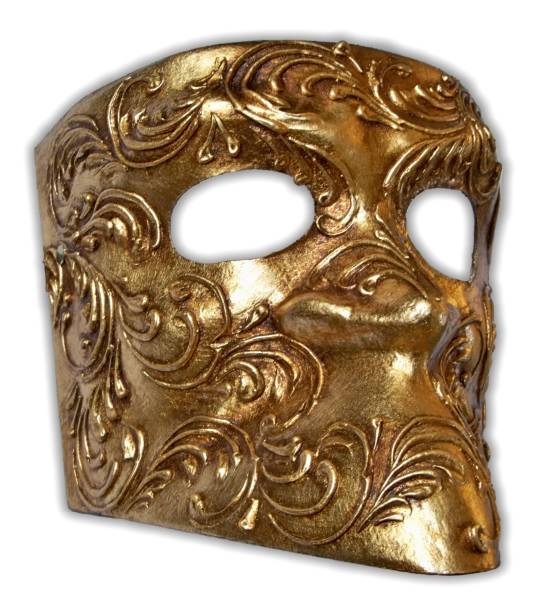 Venetian Mask Golden Bauta with Stucco - Click Image to Close