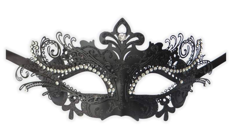 Augenmaske aus Metall Schwarz Damen 'Vreni' - zum Schließen ins Bild klicken