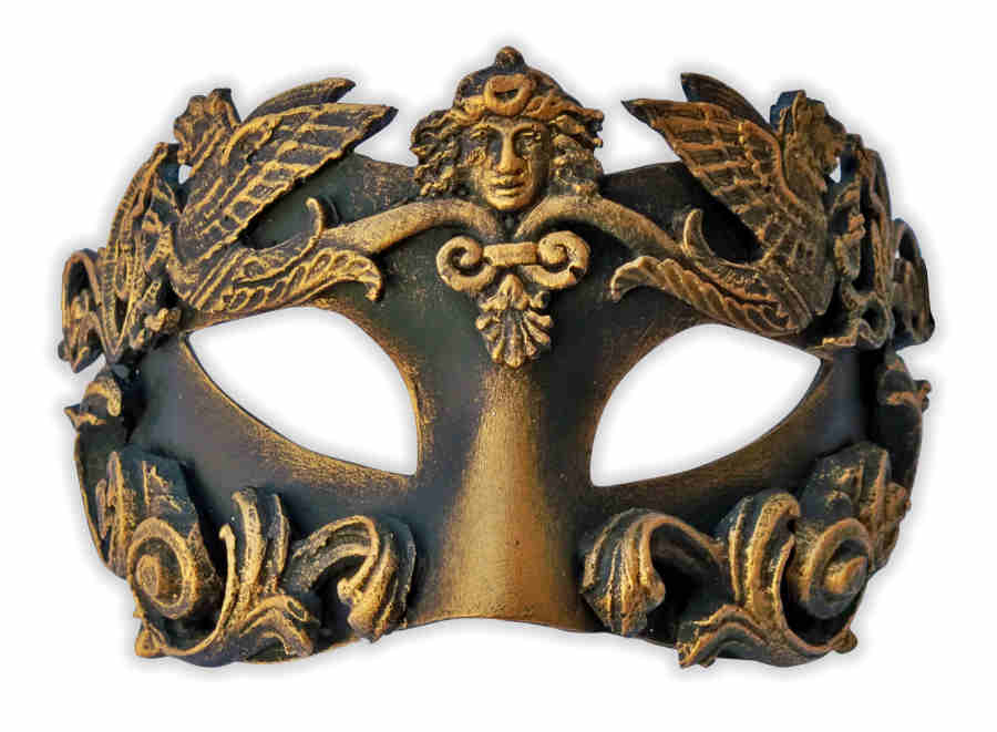 Venezianische Maske Bronze Antik 'Geflügelter Löwe'
