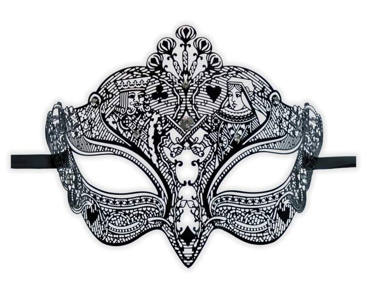 Filigrane Maske aus Metall Schwarz 'Poker' - zum Schließen ins Bild klicken