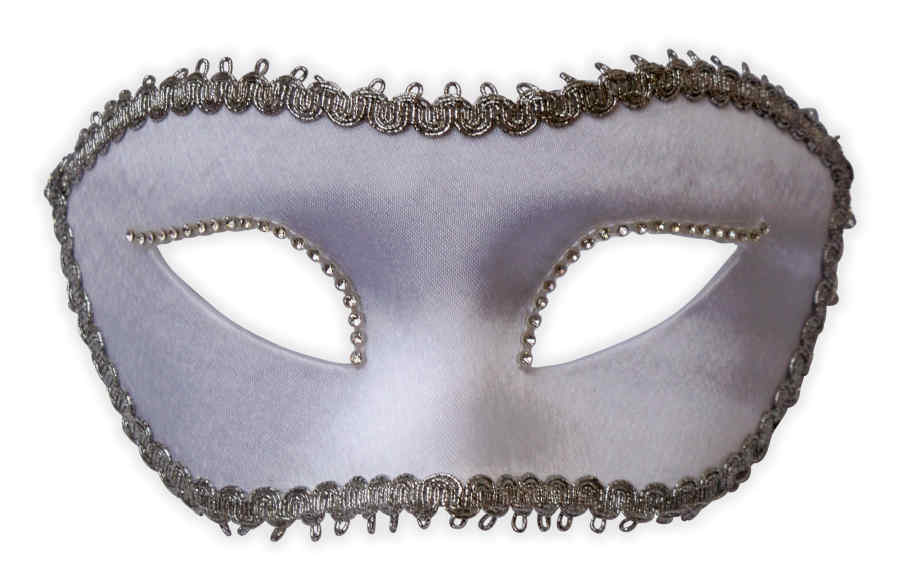 Venezianische Colombina Maske mit Samtbezug Weiss - zum Schließen ins Bild klicken