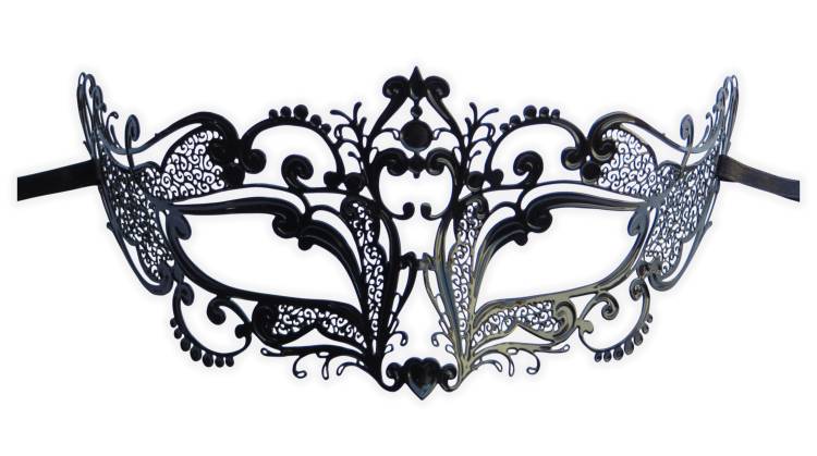 Black Filigree Metal Masquerade Mask 'Princess' - Click Image to Close