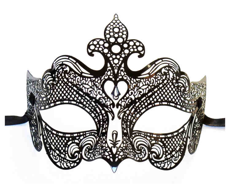 Black Metal Venetian Mask 'Ciera' - Click Image to Close