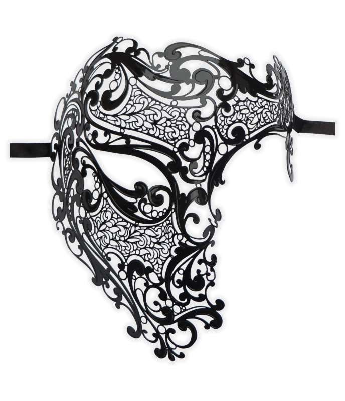 Black Venetian Metal Mask 'Phantom'