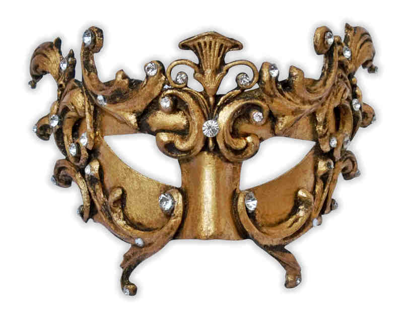 Goldene Venezianische Maske Barock 'Pellegrin' - zum Schließen ins Bild klicken