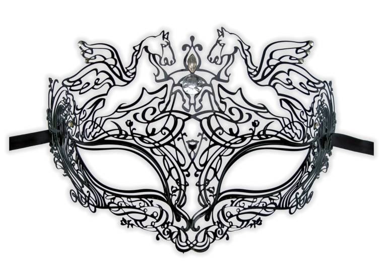 Luxury Delicate Mask Black Metal 'Pegasus' - Click Image to Close