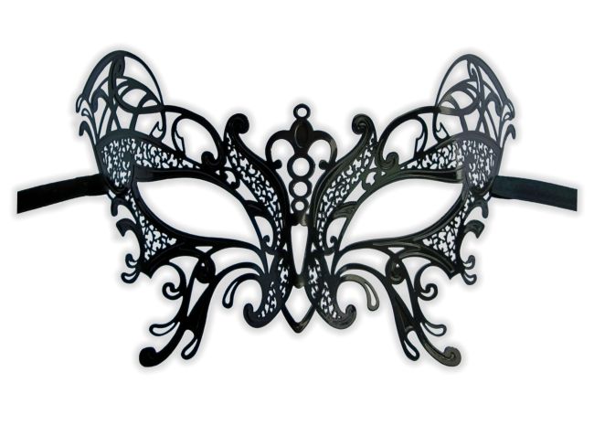 Masquerade Mask Metal Black 'Coletta' - Click Image to Close