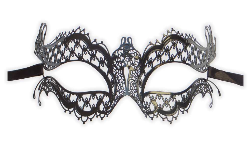 Venetian Mask Black Filigree Metal 'Vampiress' - Click Image to Close