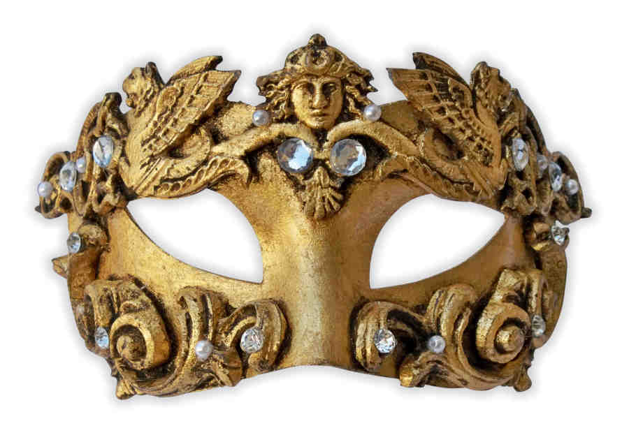 Goldene Venezianische Maske Barock 'Geflügelter Löwe' - zum Schließen ins Bild klicken