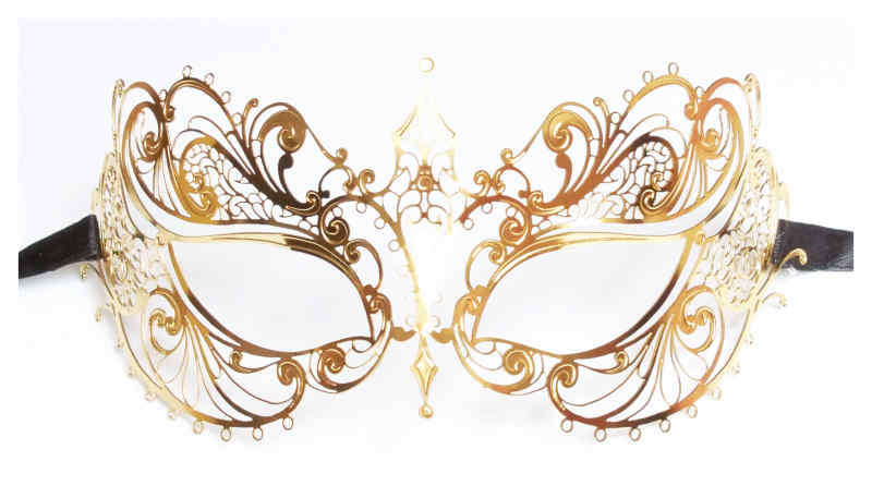 Golden Venetian Metal Masquerade Mask 'Anisia' - Click Image to Close