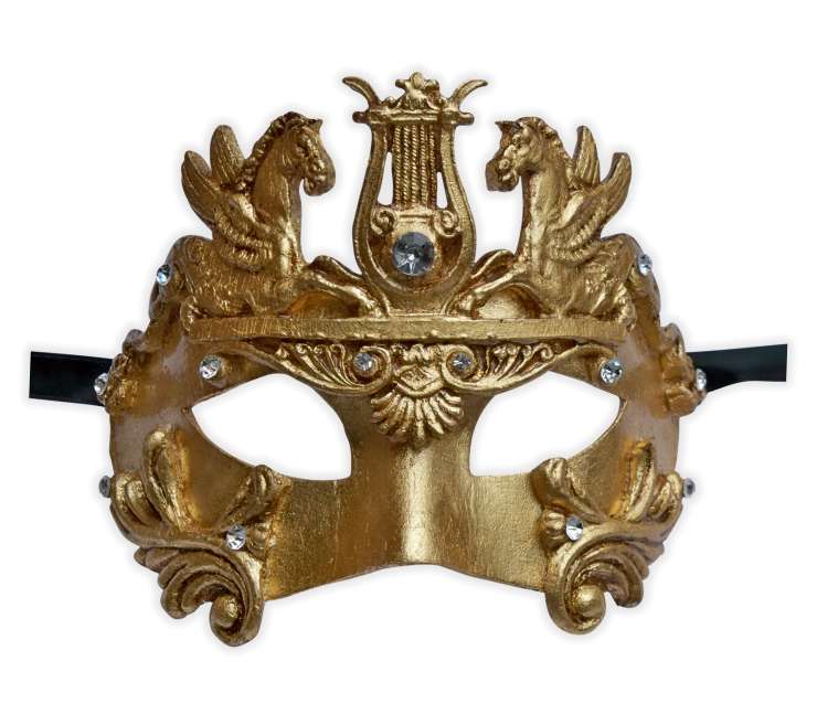 Goldene Venezianische Maske Barock 'Pegasus' - zum Schließen ins Bild klicken