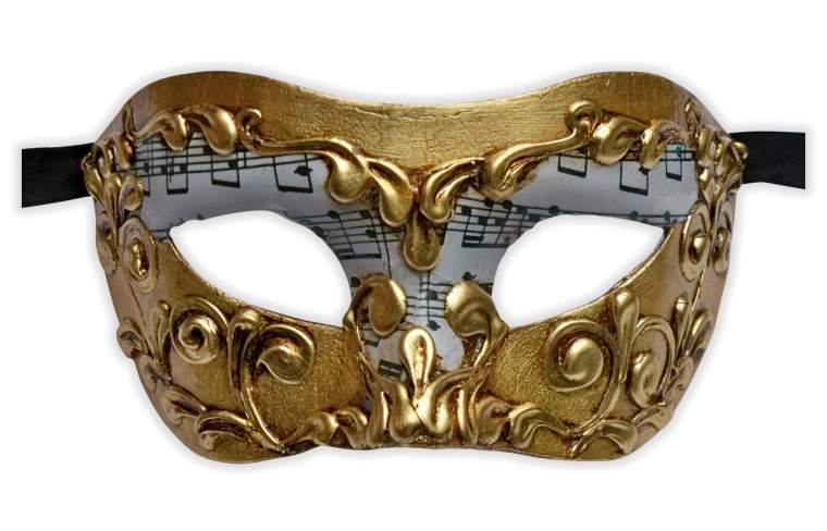 Golden Venetian Masquerade Mask Music Notes - Click Image to Close