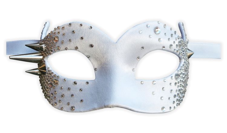 Venezianische Augenmaske Weiß mit Kristallelementen - zum Schließen ins Bild klicken