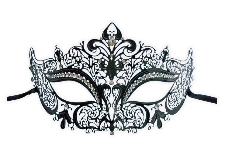 Masque Venitien Noir en Dentelle de Metal 'Nelya' - Cliquez sur l'image pour la fermer