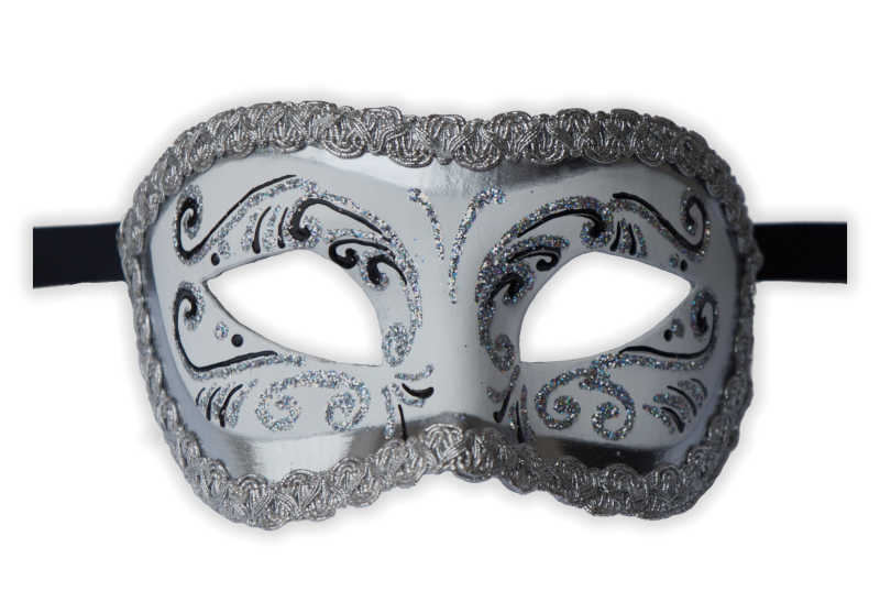 Maschera di Carnevale con Glitter Argento Bianco