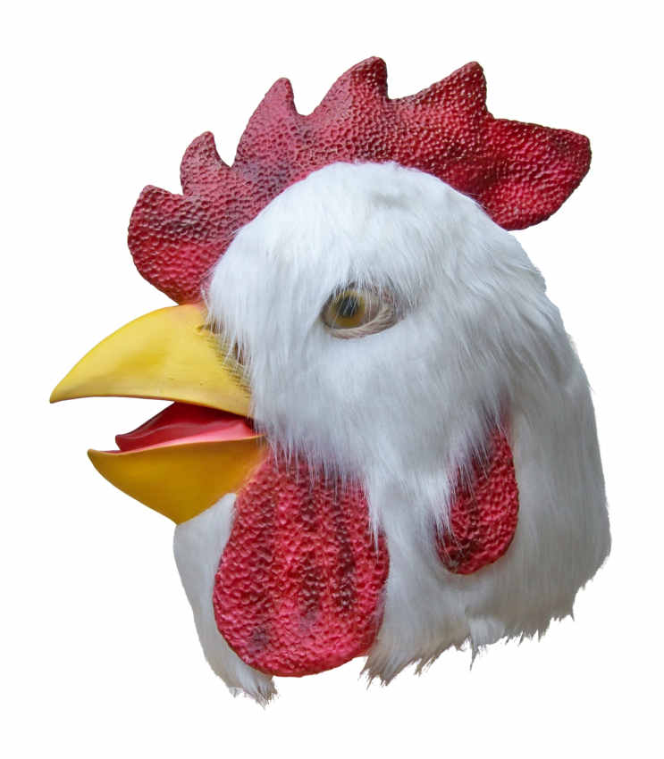Mascara de gallo con pelo blanco - Haga un click en la imagen para cerrar