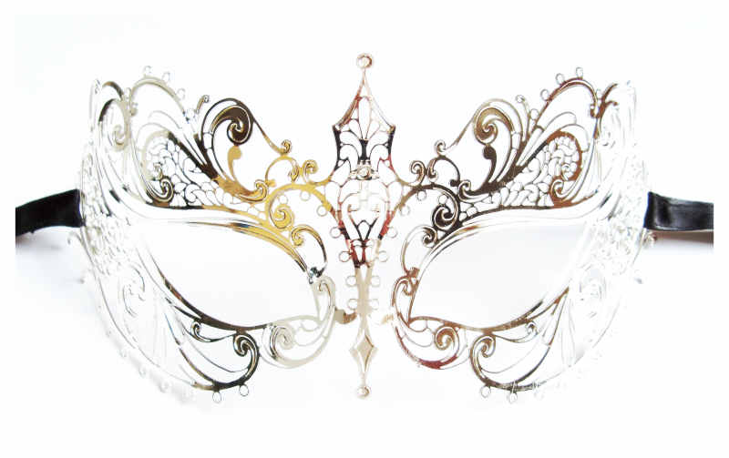 Silver Venetian Metal Masquerade Mask 'Anisia' - Click Image to Close