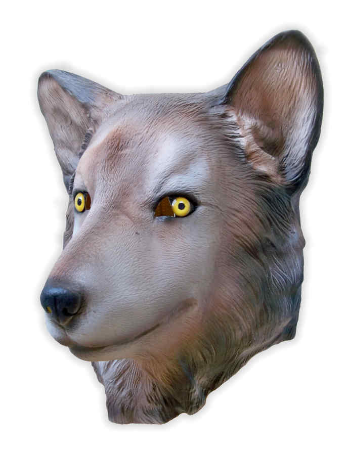 Wolfsmaske Grau aus Latex - zum Schließen ins Bild klicken