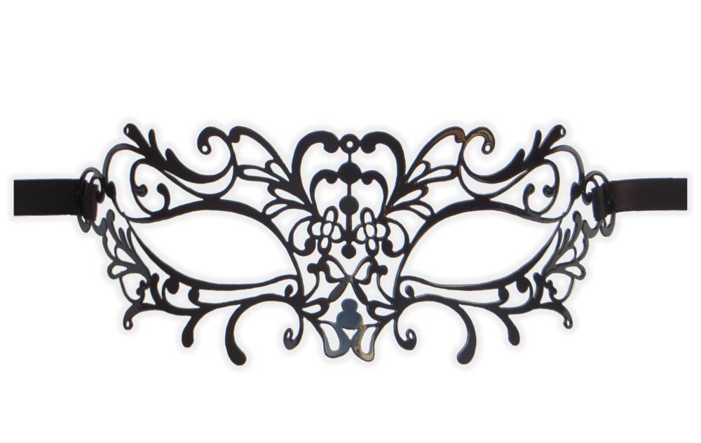 Venetian Mask Black Filigree Metal 'Giulia'