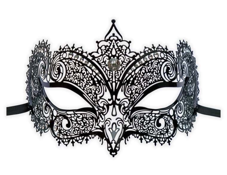 Black Metal Masquerade Mask 'Georgette' - Click Image to Close
