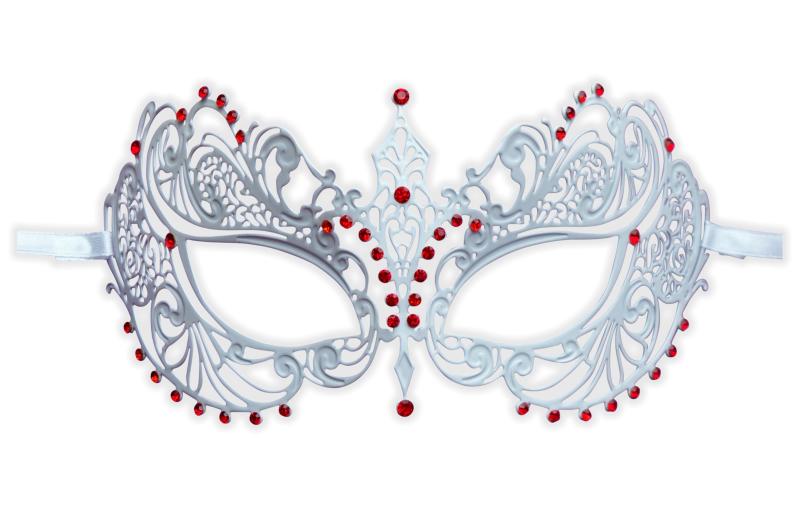 White Venetian Metal Masquerade Mask 'Anisia'