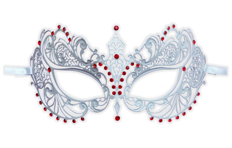 White Venetian Metal Masquerade Mask 'Anisia' - Click Image to Close