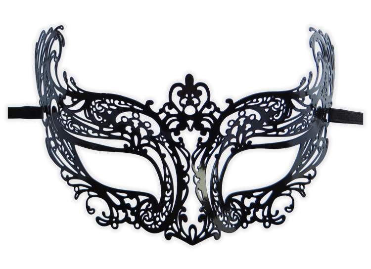 Black Filigree Metal Masquerade Mask 'Vanessa' - Click Image to Close