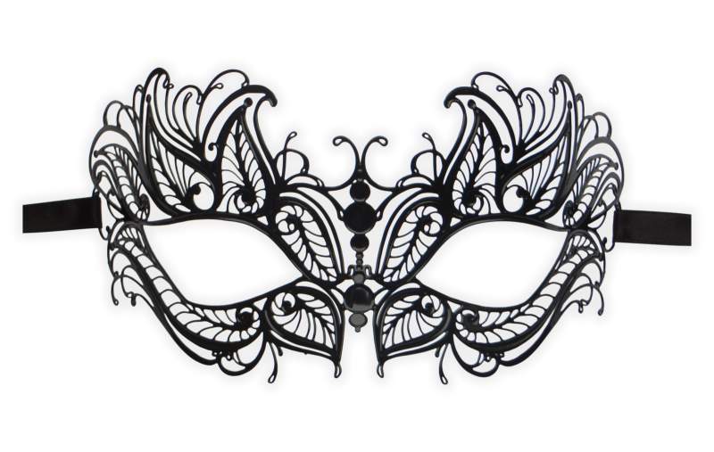 Black Venetian Mask Filigree Metal 'Fayetta' - Click Image to Close