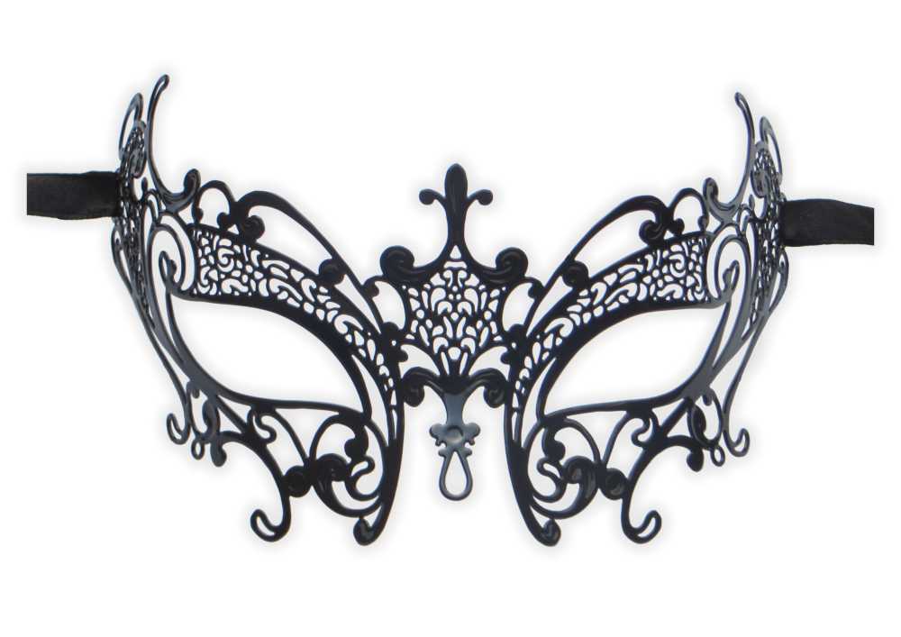 Venezianische Maske Schwarz aus Metall 'Adela' - zum Schließen ins Bild klicken