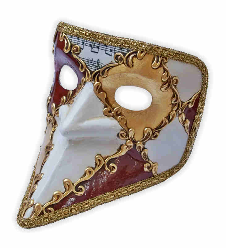 Venetian Bauta Mask White Golden Brown - Click Image to Close