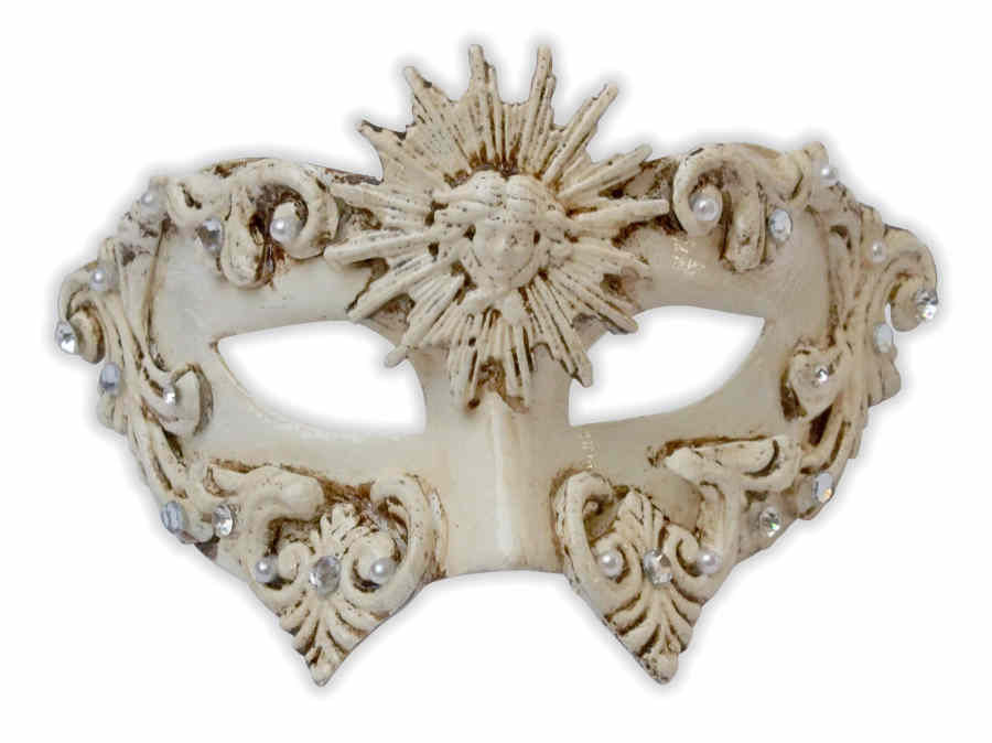 Maschera Veneziana Bianca Barocco 'Sole' - Clicca l'immagine per chiudere