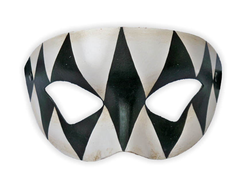 Venetian Mask Chequered Black White 'Harlequin' - Click Image to Close