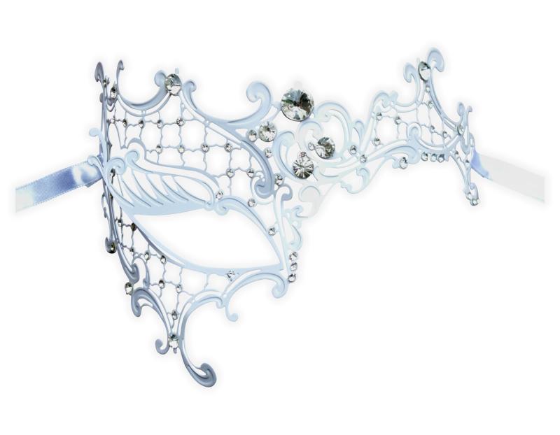White Filigree Lace Metall Mask 'Dinora'