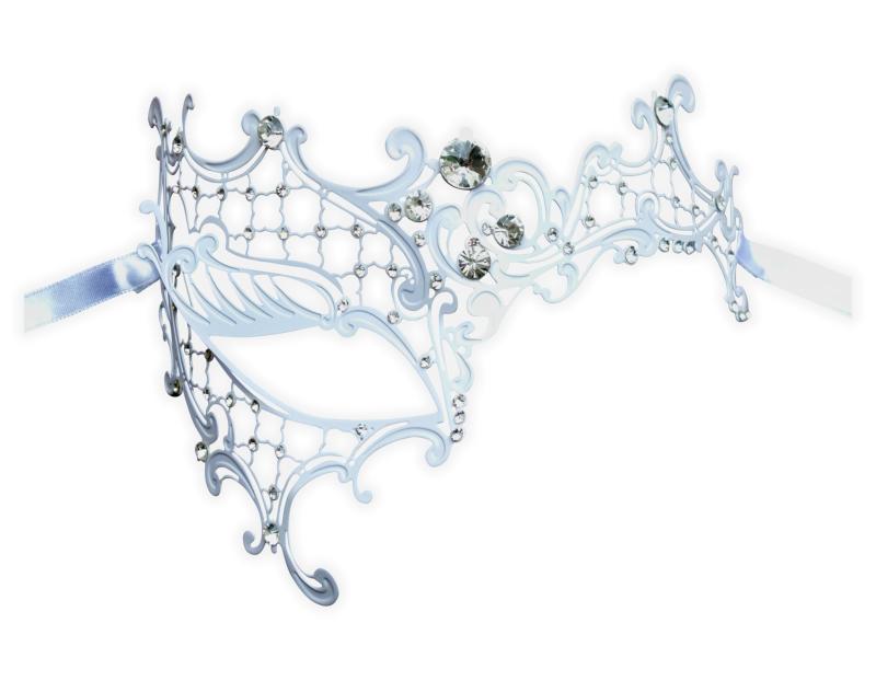 White Filigree Lace Metall Mask 'Dinora' - Click Image to Close