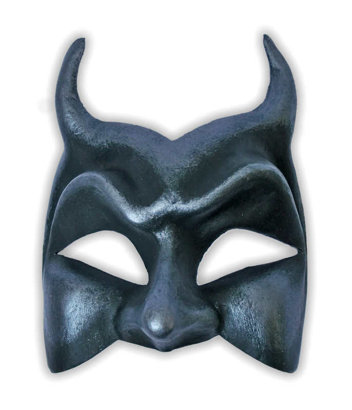 Venezianische Teufelsmaske Schwarz Metallic - zum Schließen ins Bild klicken