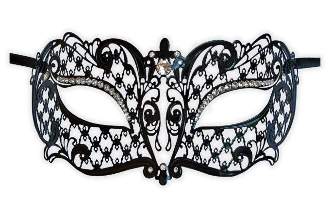 Black Venetian Masquerade Mask Metal 'Lynelle' - Click Image to Close