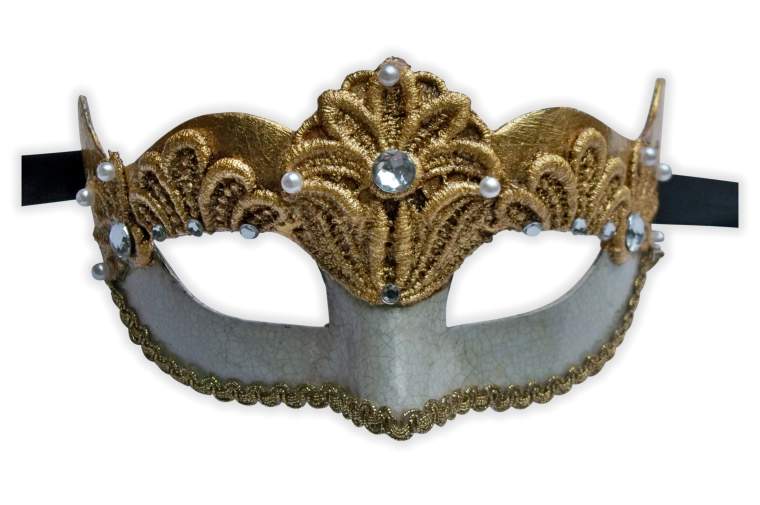 Petite Mask Venice Antique White Gold - Click Image to Close