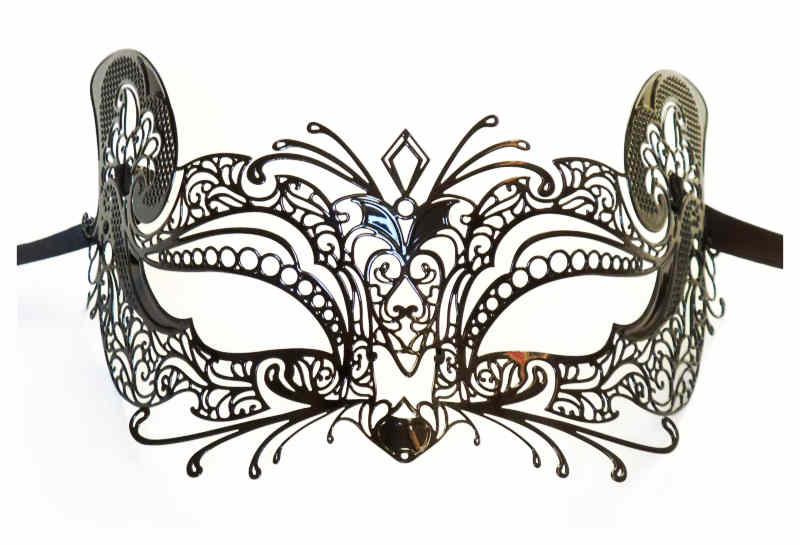 Petite Metal Filigree Black Venetian Eye Mask 'Dyra' - Click Image to Close