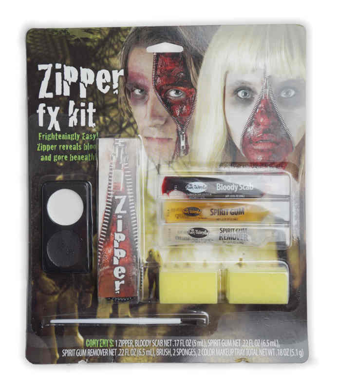 Blutiger Reißverschluss Halloween Makeup Set Horror Schminke - zum Schließen ins Bild klicken