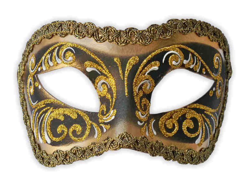 Masque Venitien Unisex Glitter Noir Or - Cliquez sur l'image pour la fermer