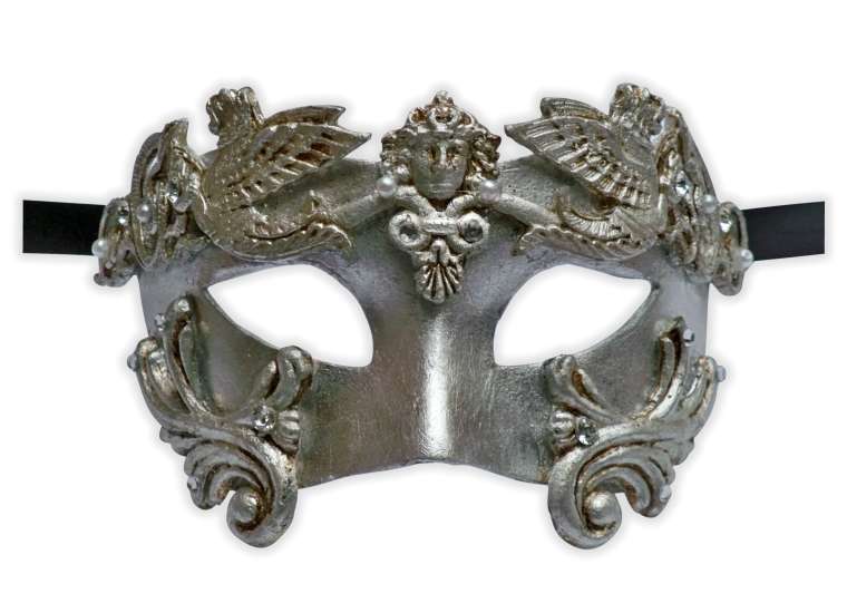 Maschera Veneziana Argento Barocco 'Leone Alato' - Clicca l'immagine per chiudere