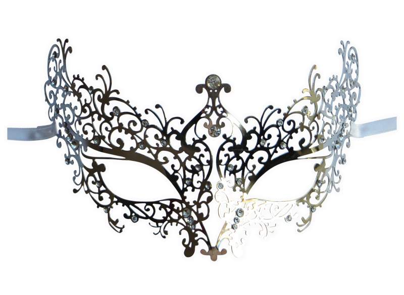 Filigree Metal Masquerade Mask Silver 'Adelais' - Click Image to Close